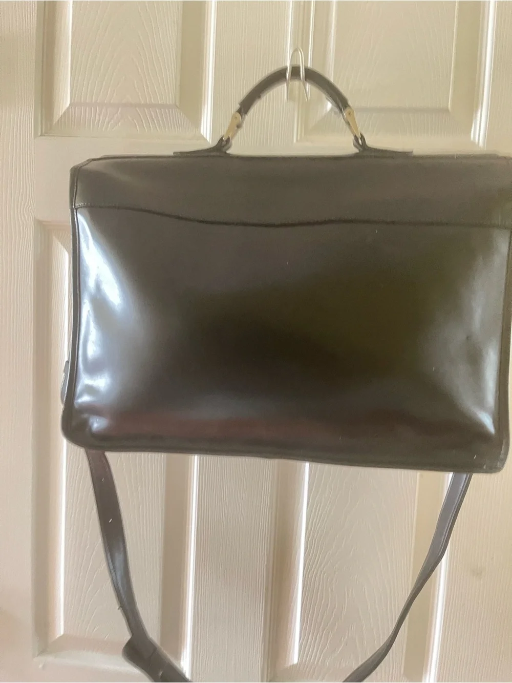 Vintage ROOTS Canada Black Leather Briefcase Shoulder Bag - Men